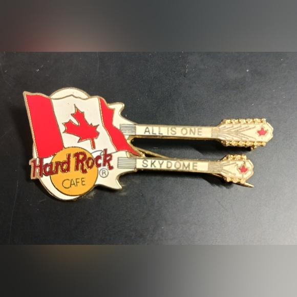 Hard Rock Cafe TORONTO 1998 White DN Flag Guitar PIN - Picture 1 of 1